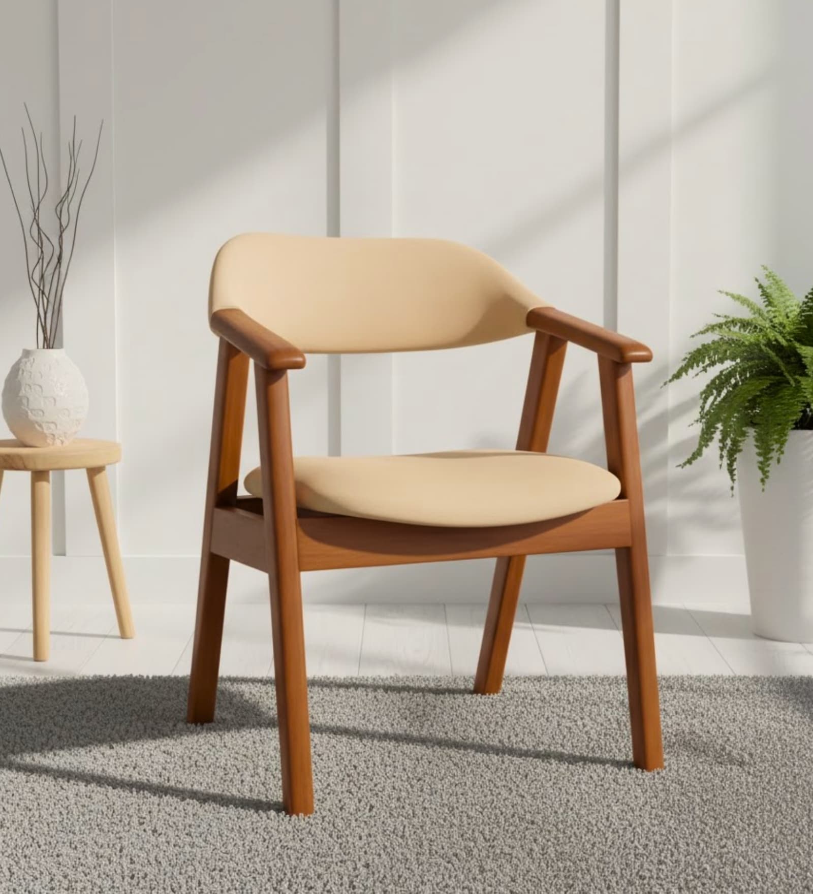 Samara Teak Wood Arm Chair In Teak Finish