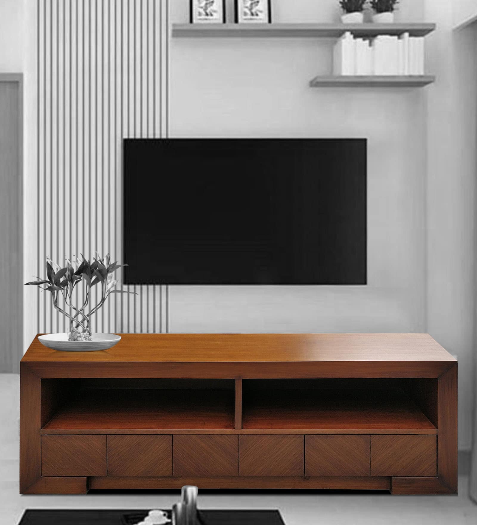 Samson TV Console for TVs in Natural Teak Finish 