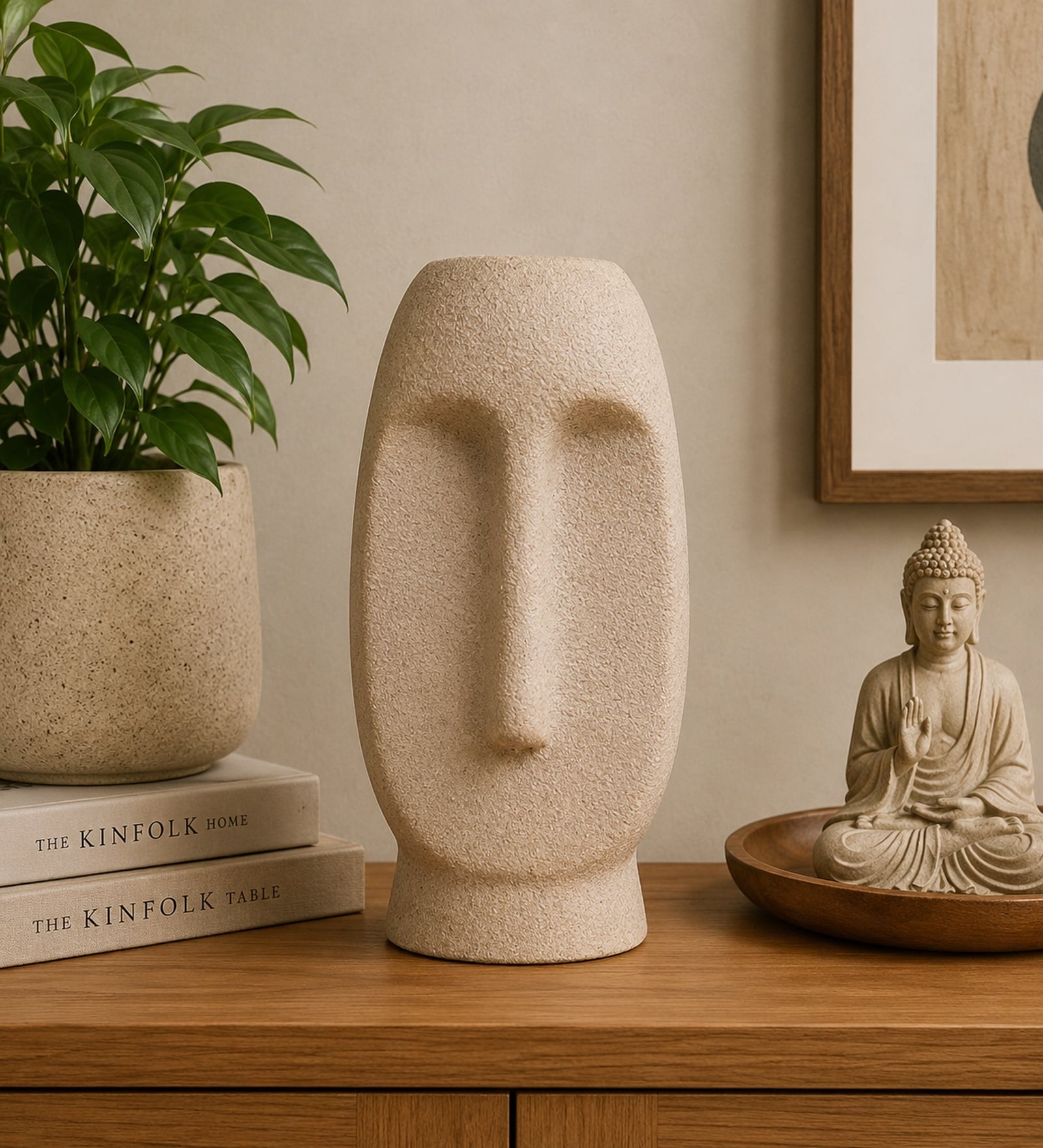 Sand Finish Modern Abstract Face Vase