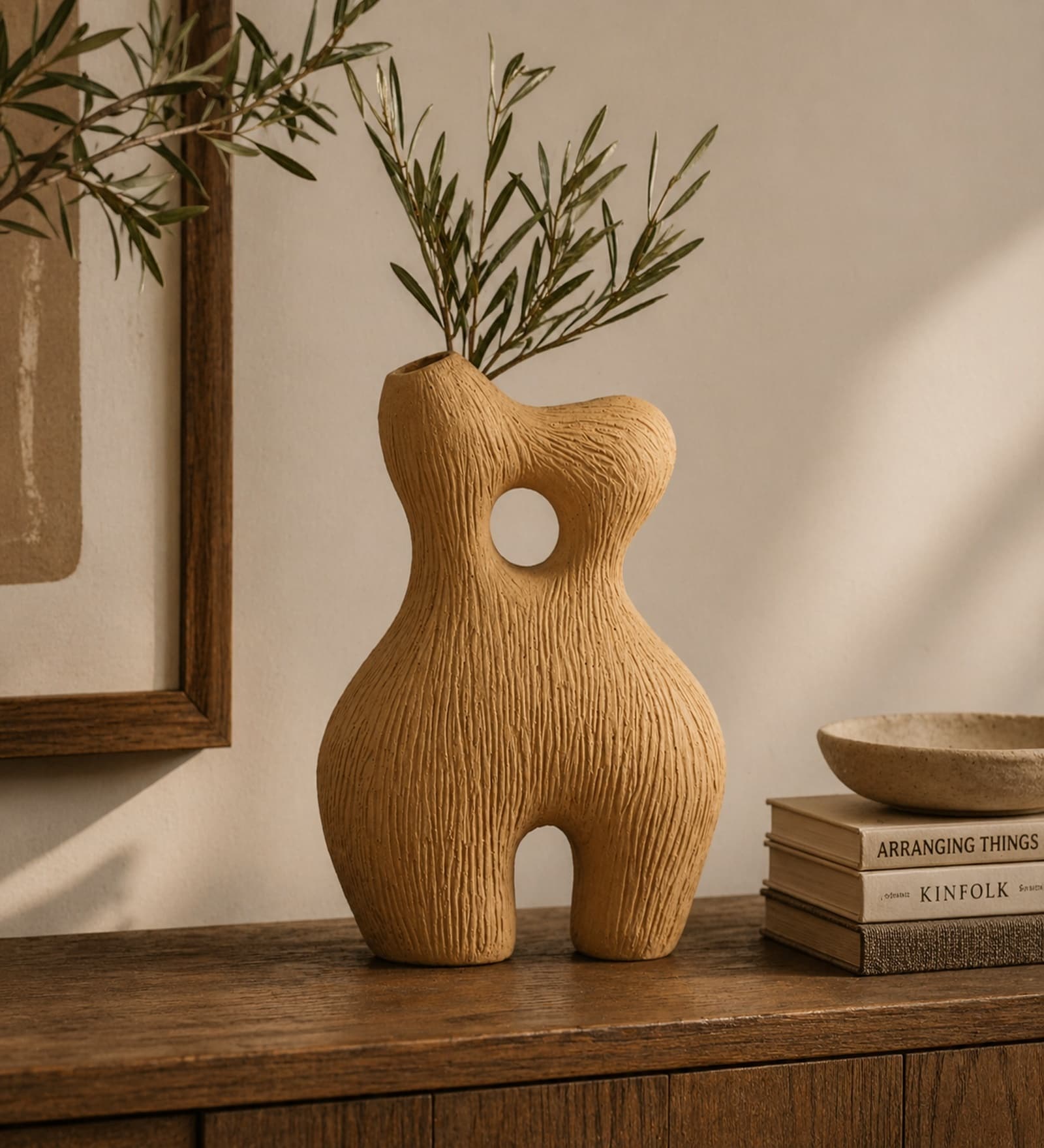Sand Finish Modern Abstract Sculptural Vase