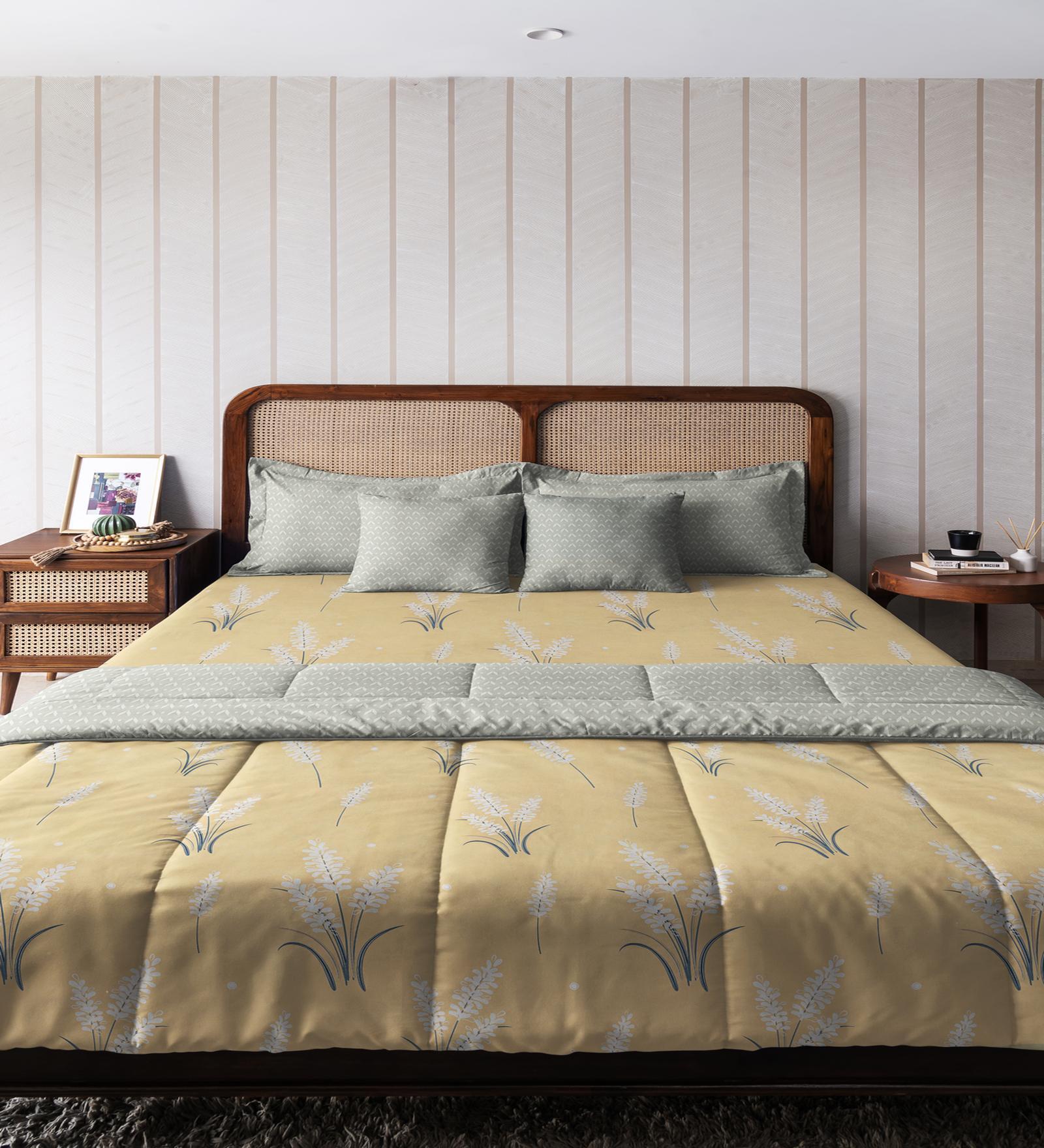 Sand Microfiber Floral 150 GSM Double Bed Comforter