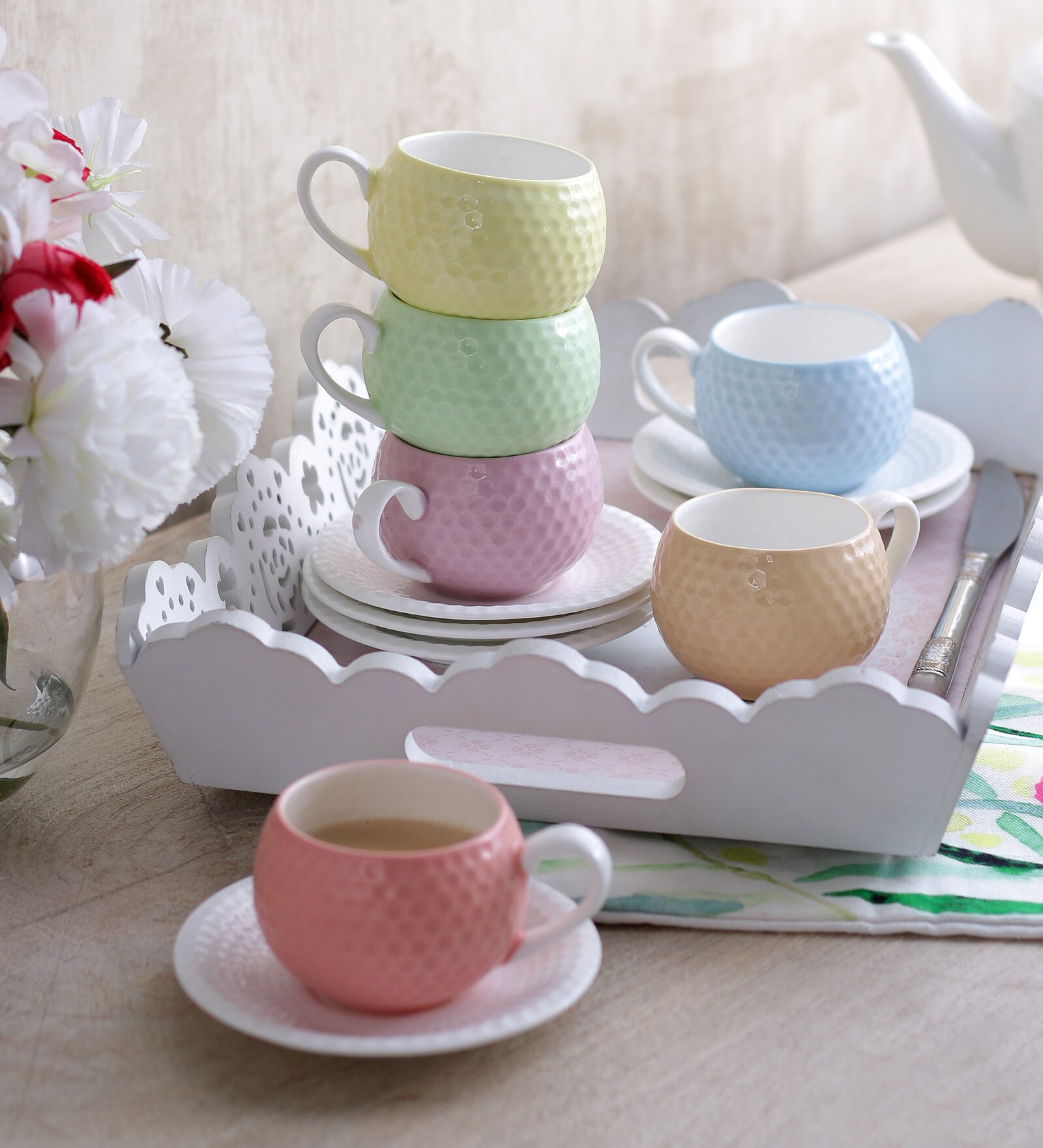 Buy Sanjeev Kapoor's Spice Cups & Saucers Set of 6 Online Bone