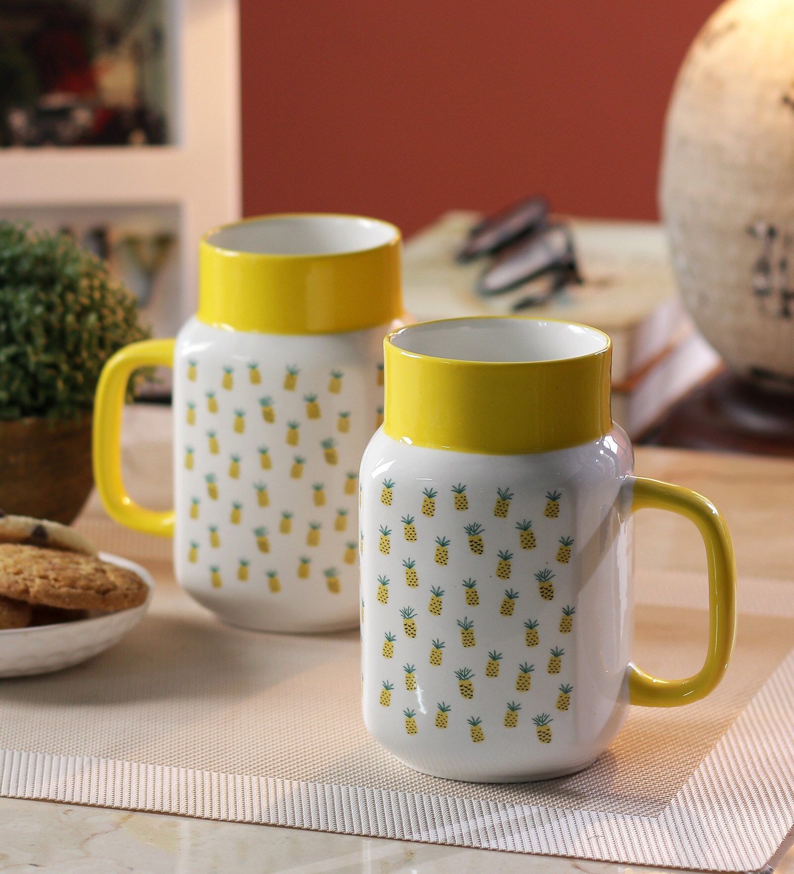 Sanjeev Kapoor Pineapple Bone China 550 ML Mason Mugs