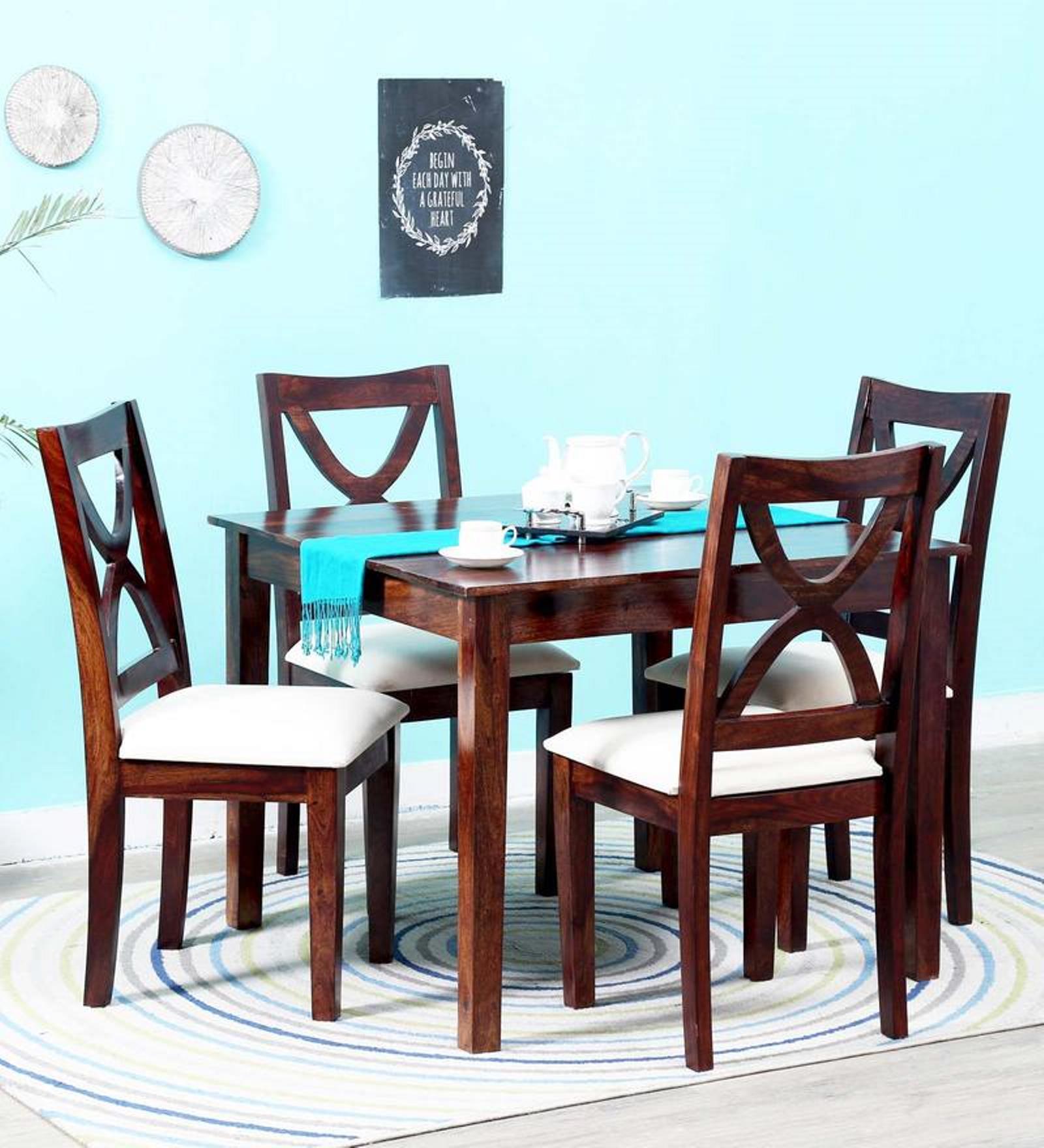 Buy Santa Fe Four Seater Dining Set in Provincial Teak Finish on Rent
