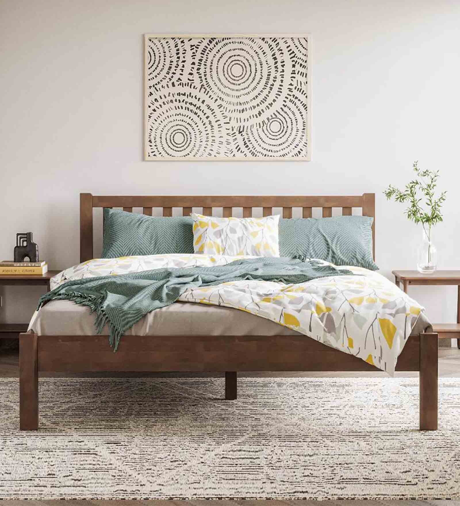 Buy Santam Solid Wood King Size Bed In Irish Walnut Colour at 25 OFF