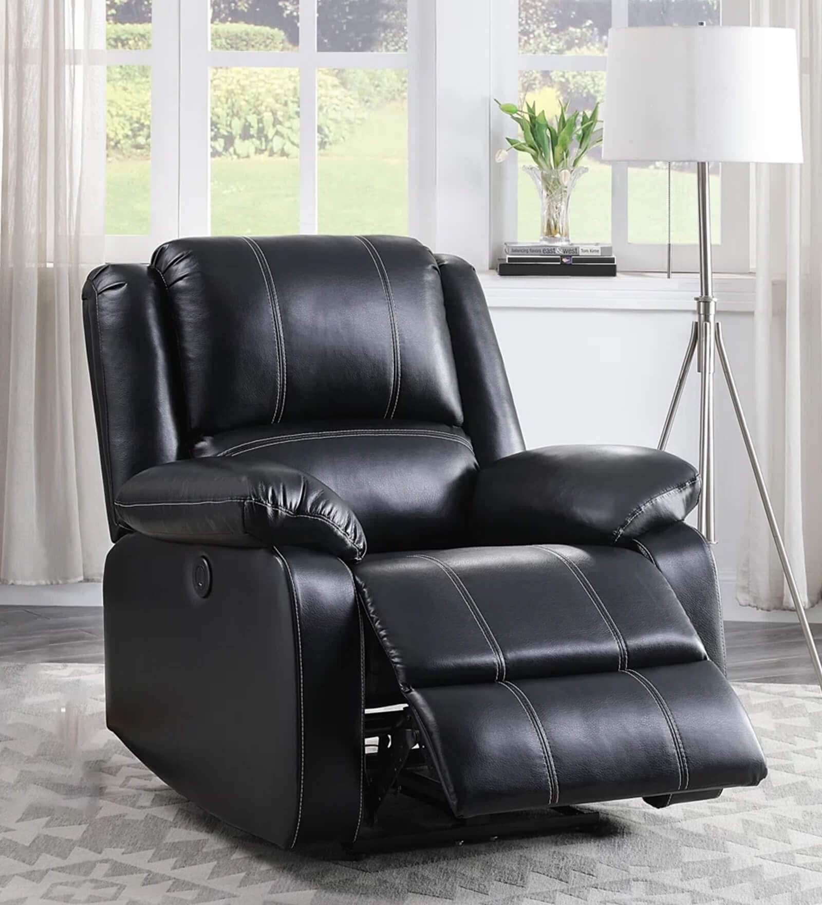 Buy Santo Leatherette 1 Seater Motorized Recliner In Dark Black colour ...