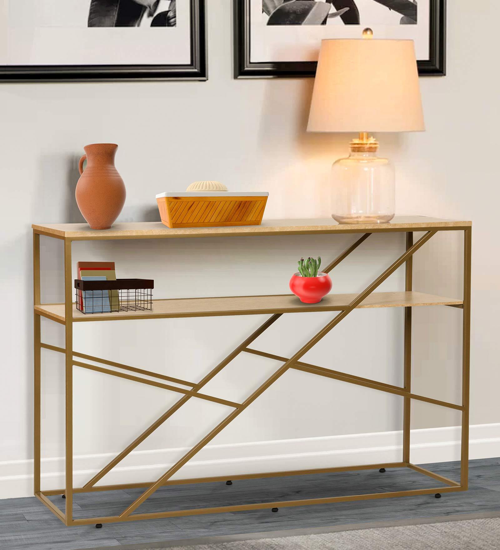 Sapphire Metal Console Table in Brown Finish