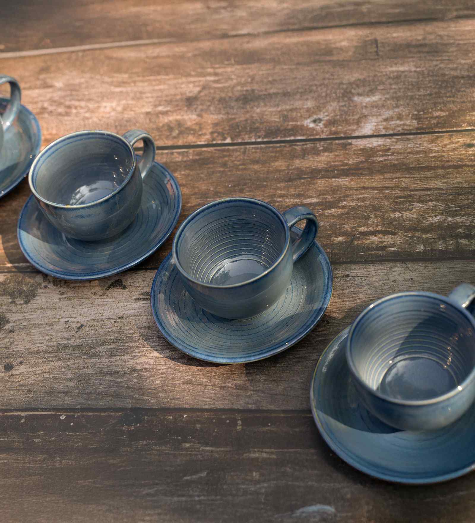 Blue Sapphire Serenity Fine Porcelain Tea Set of 6