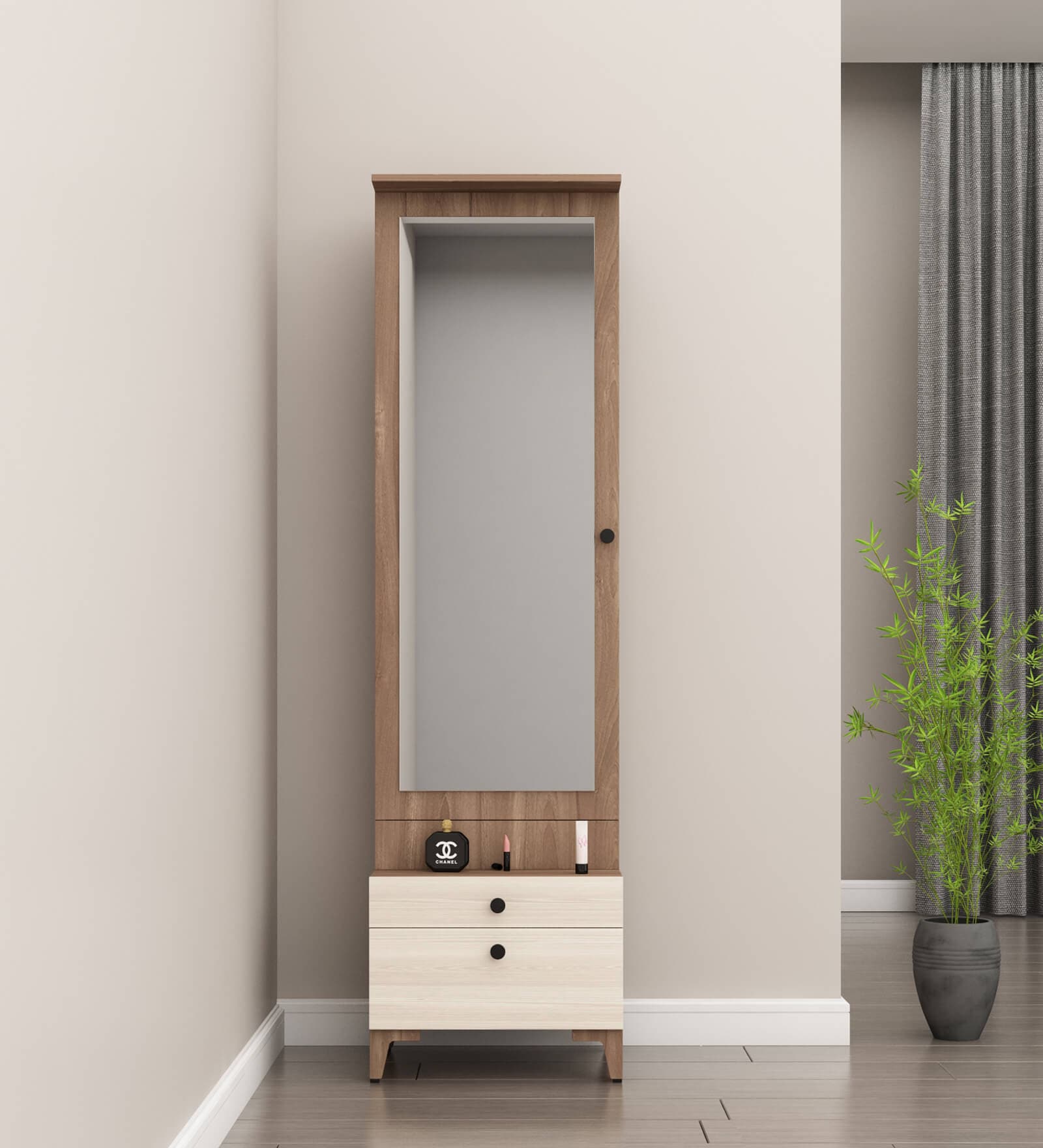 Sappora Dressing Table in Bella Noce & Highland Pine Color With Storage
