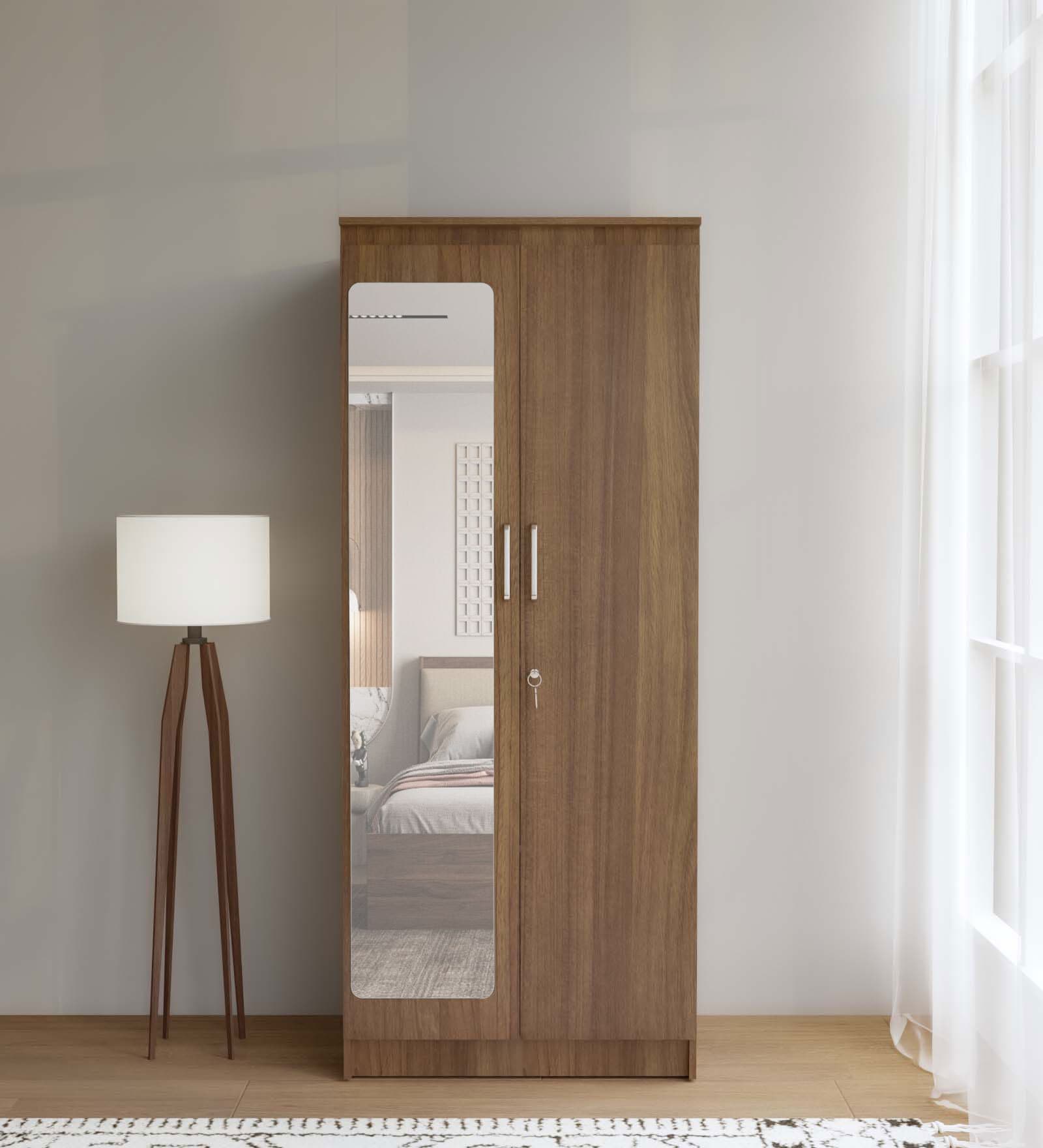 Sapporo 2 Door Wardrobe in Leon Teak finish with Full Mirror