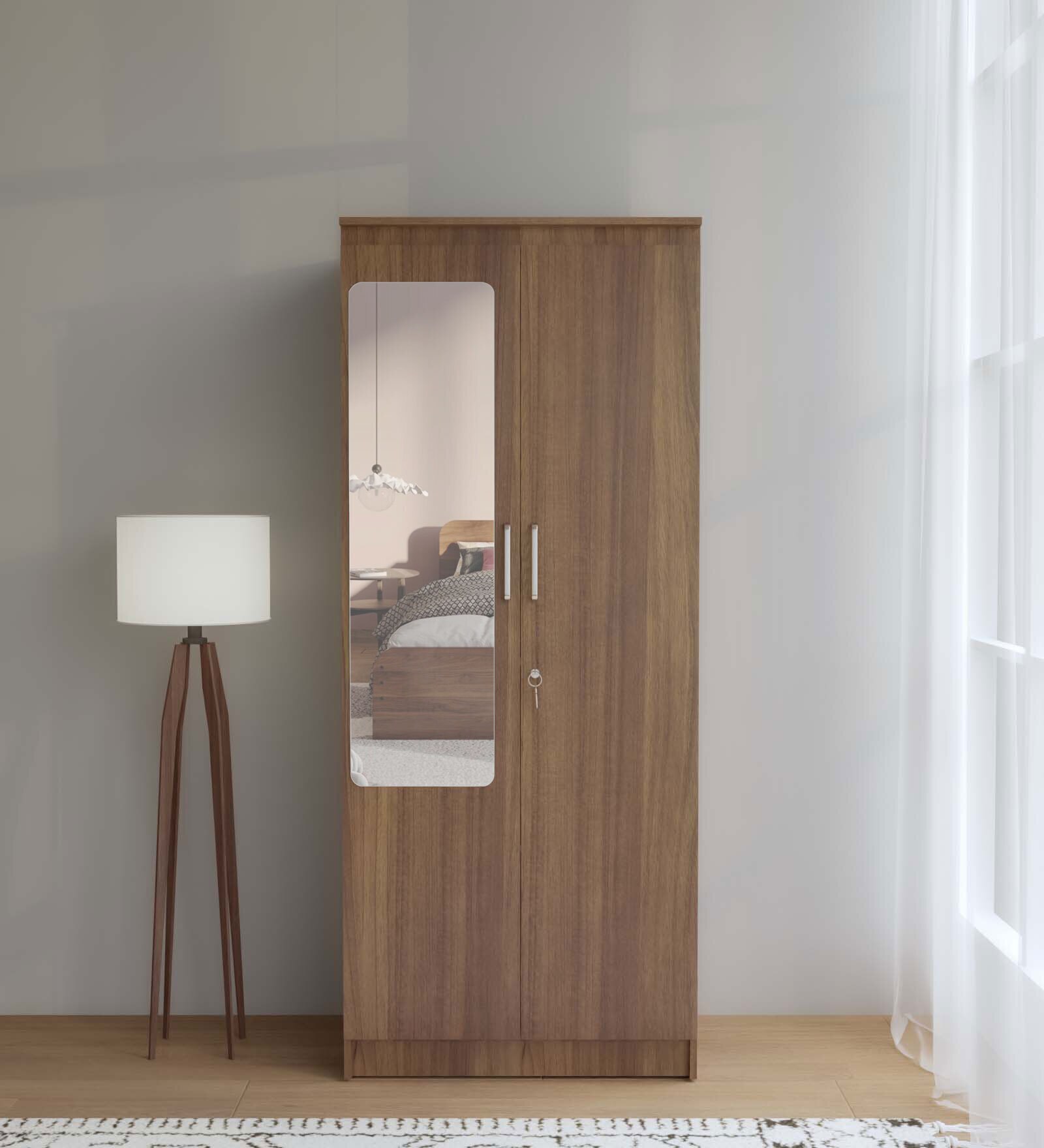 Sapporo 2 Door Wardrobe In Leon Teak Finish With Mirror Sapporo 2 Door Wardrobe In Leon Teak Finish With Mirror