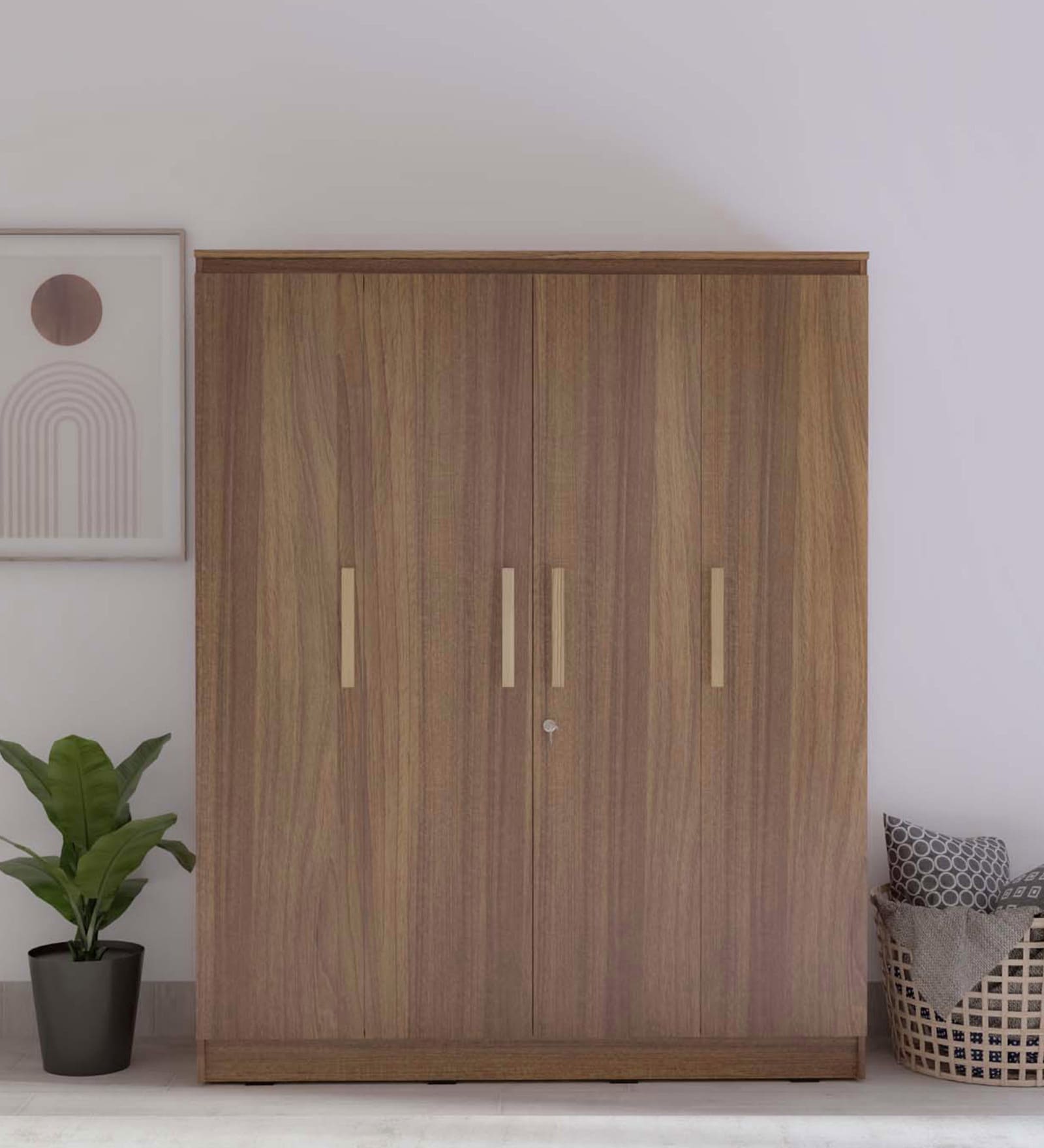 Sapporo 4 Door Wardrobe in Leon Teak Finish