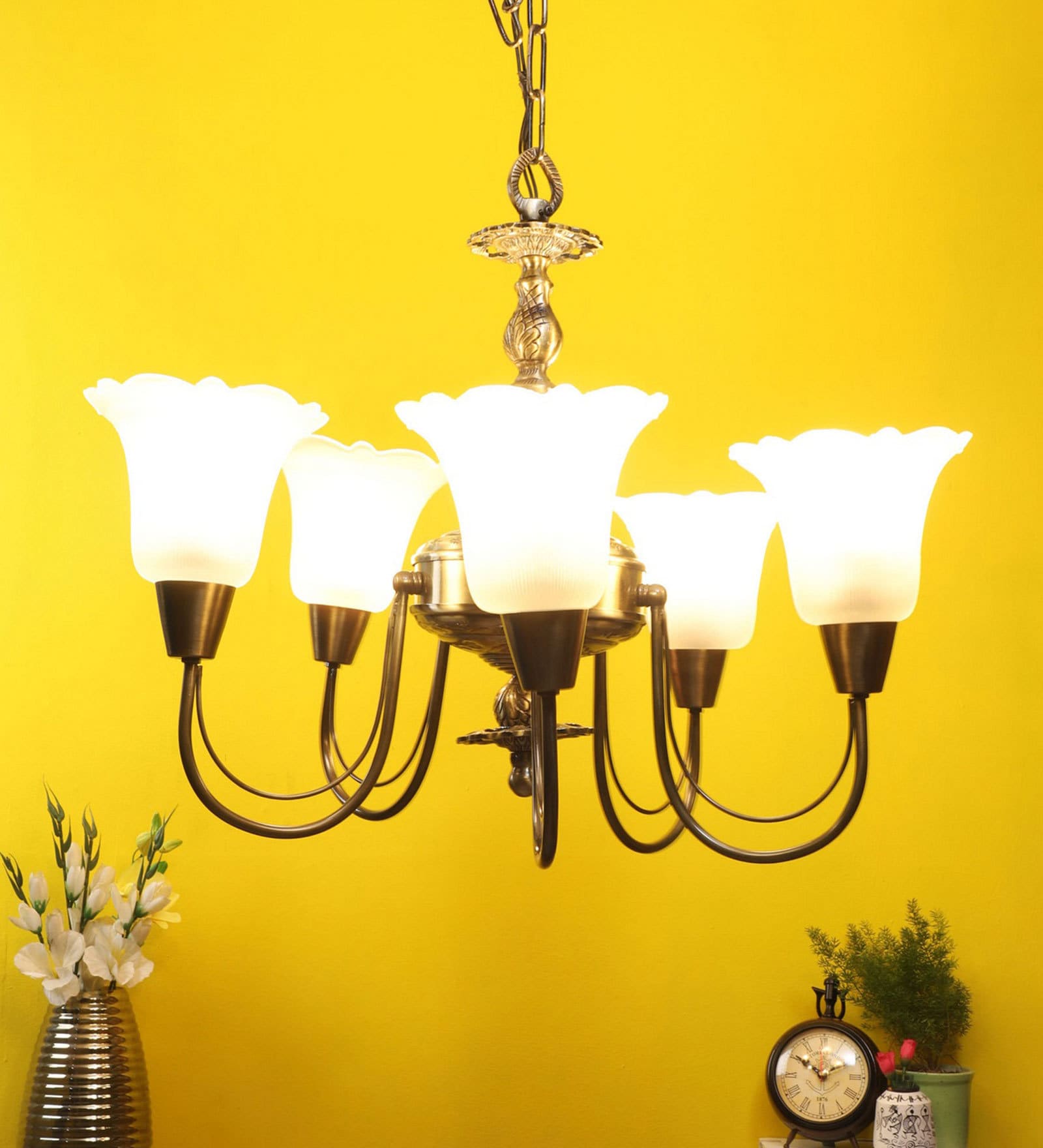 Noa Antique Brass Metal Chandelier