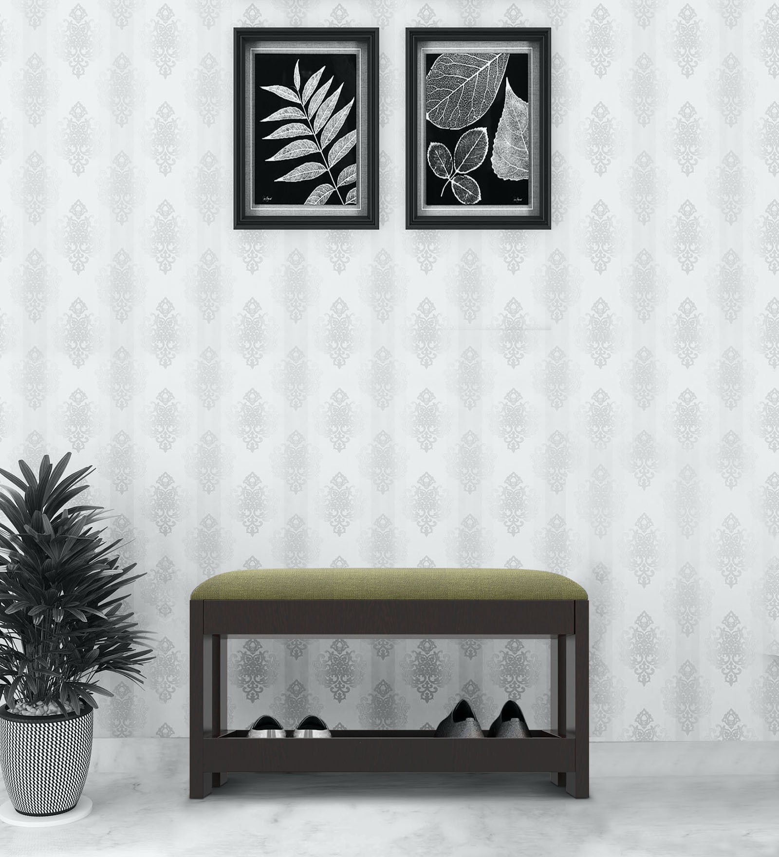 Sarah Shoe Rack with Cushion in Wenge Finish