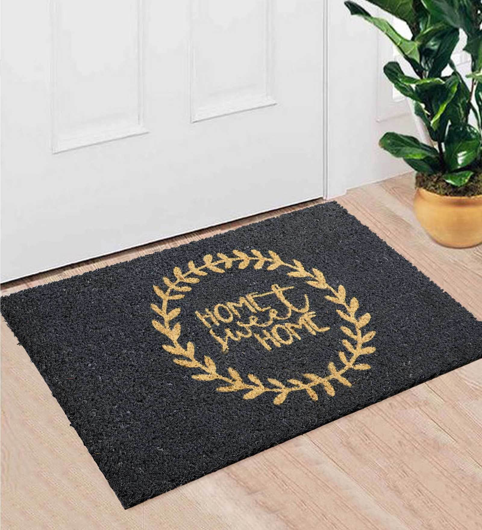 Buy Grey Coir Stain Resistant Door Mats 24 x 16 inches by Saral Home