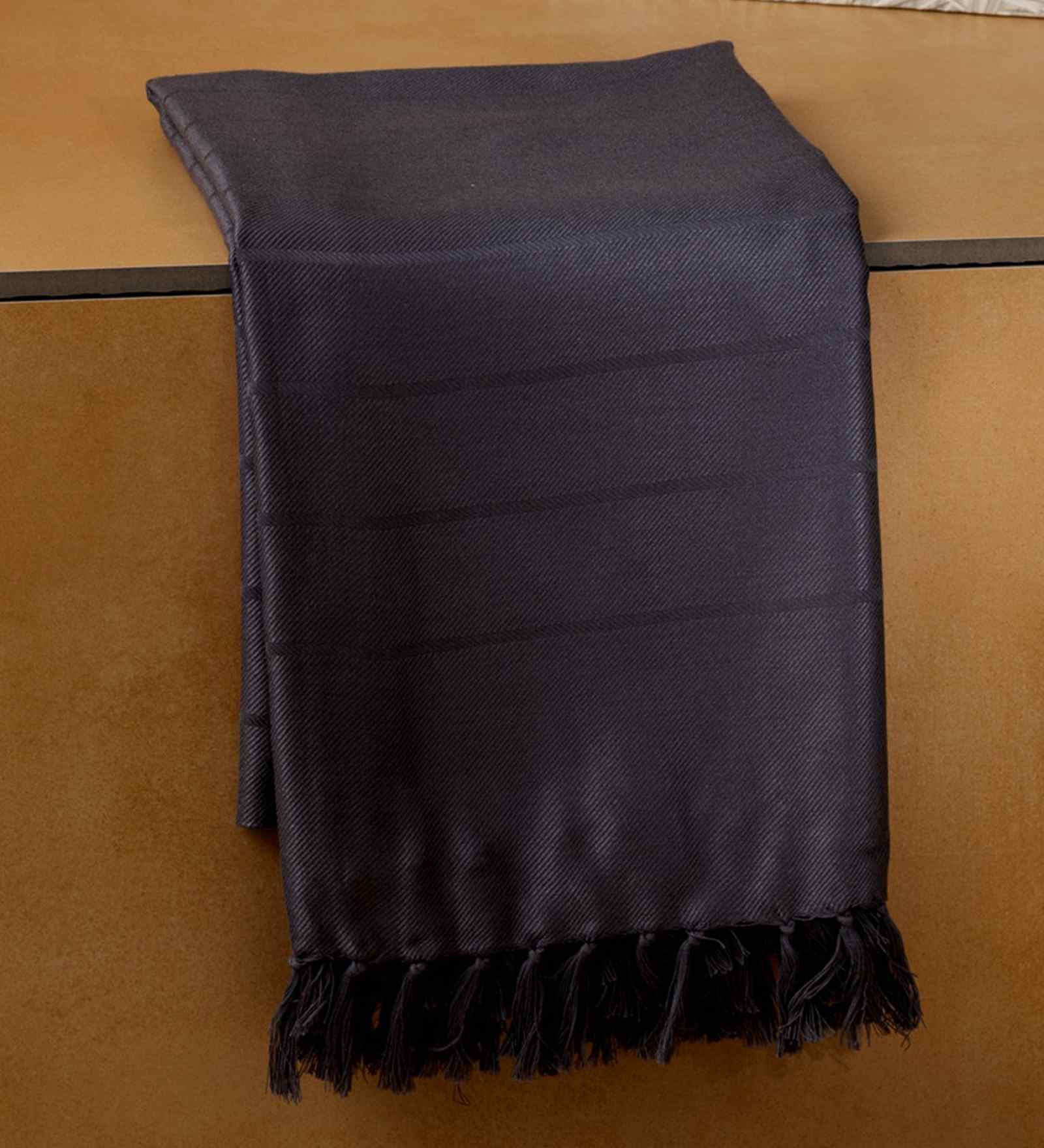 Dark Grey Sateen Haze Striped Bath Towel 75 Cm