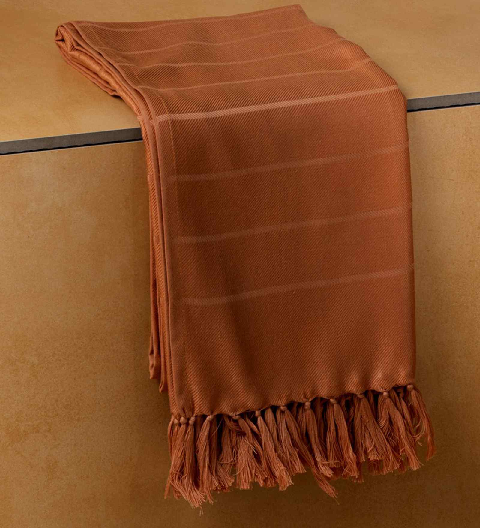 Rust Sateen Haze Striped Bath Towel 75 Cm