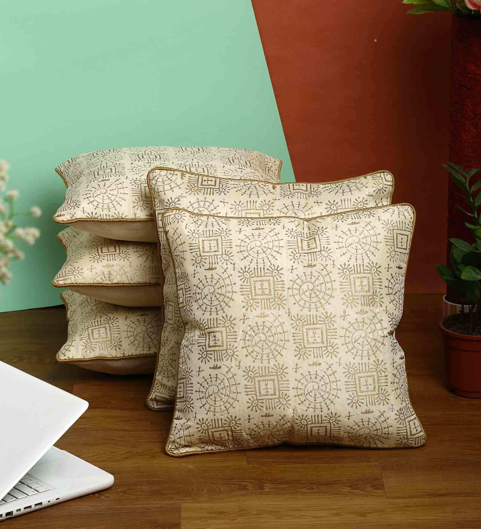 Buy Multicolor Traditional Satin 16 x 16 Inches Cushion Covers (Set of 5) at 53 OFF by Hosta
