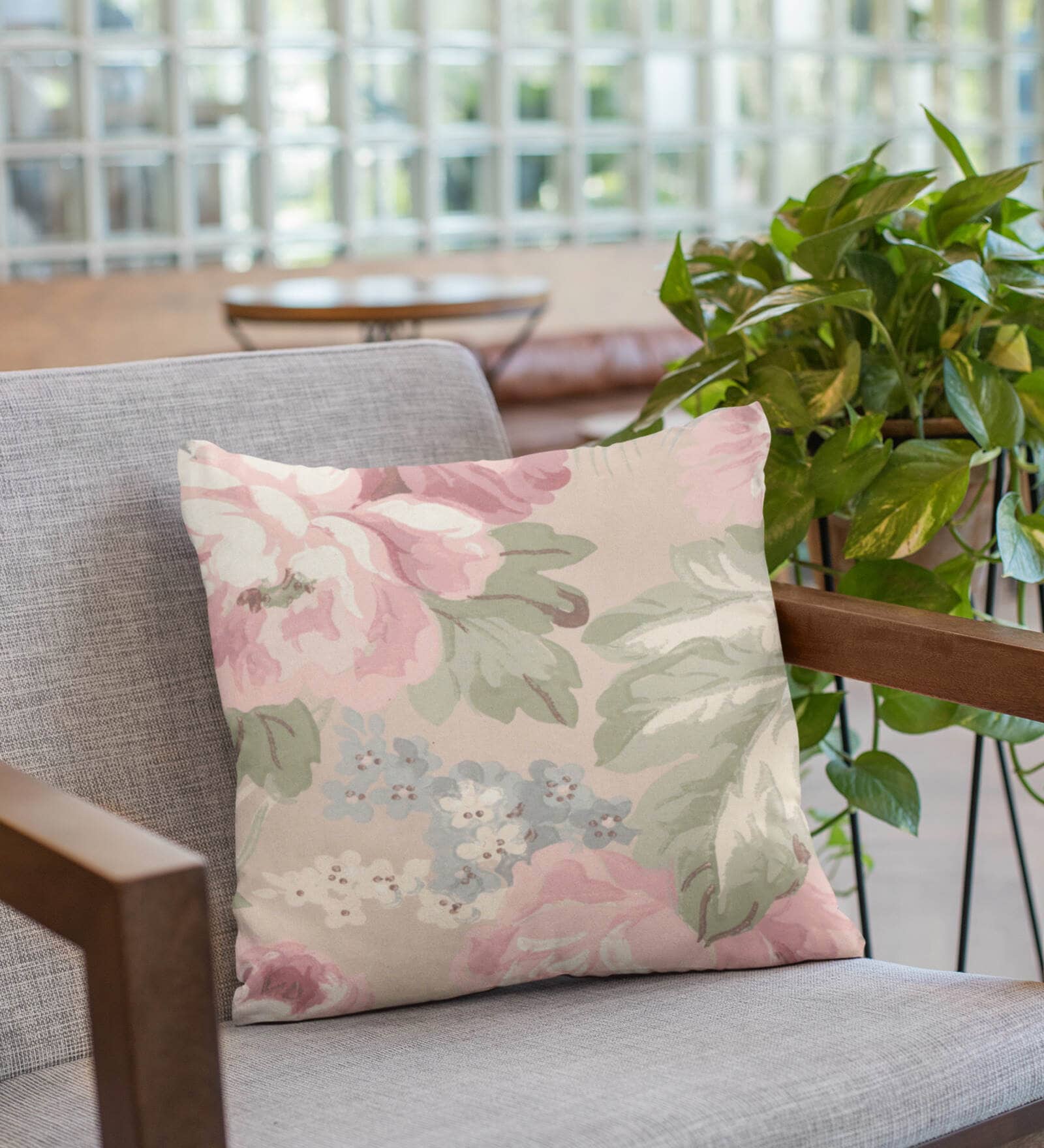 Satin Floral Pattern 16x16 Inch Cushion Cover