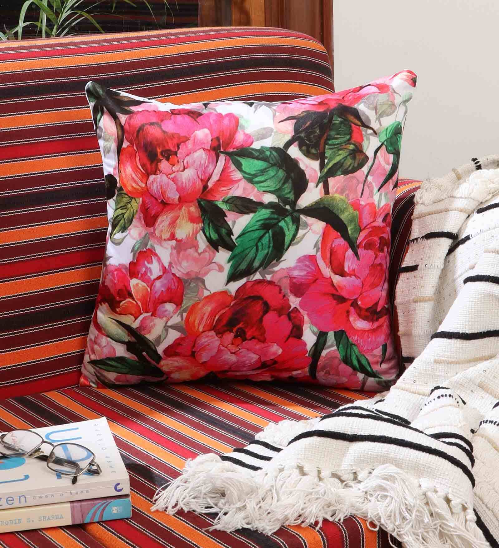 Satin Multicolour 16 x 16 Inch Cushion Cover (Set of 1)