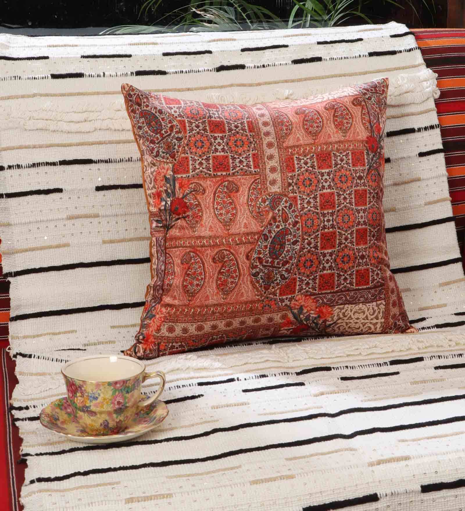Satin Multicolour 16 x 16 Inch Cushion Cover (Set of 1)