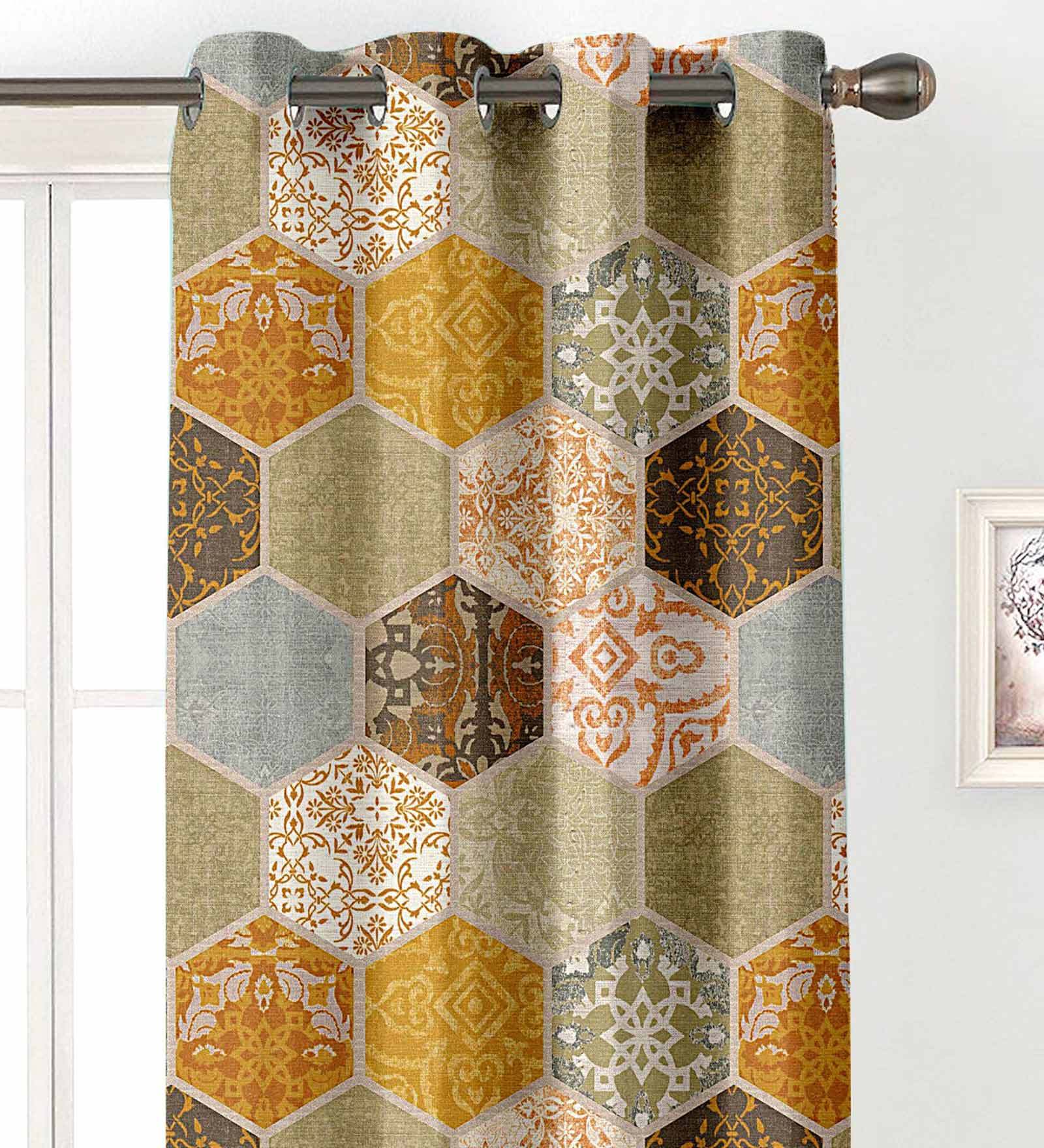 Satin Semisheer 5 Feet Set of 2 Eyelet Curtains