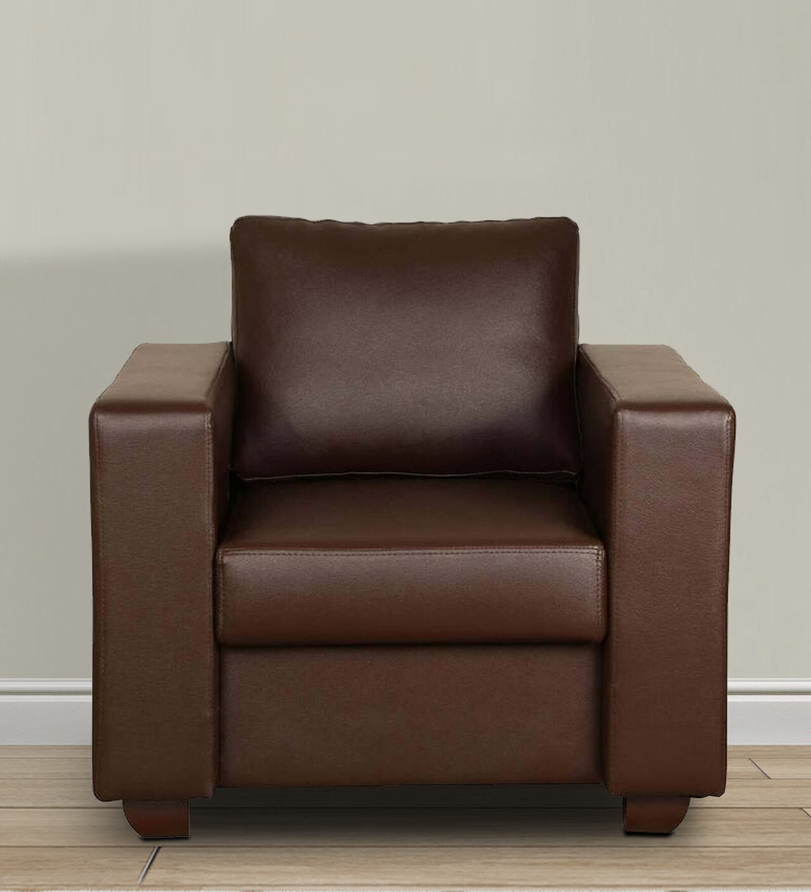 Sato Leatherette 1 Seater Sofa In Texas Brown Colour