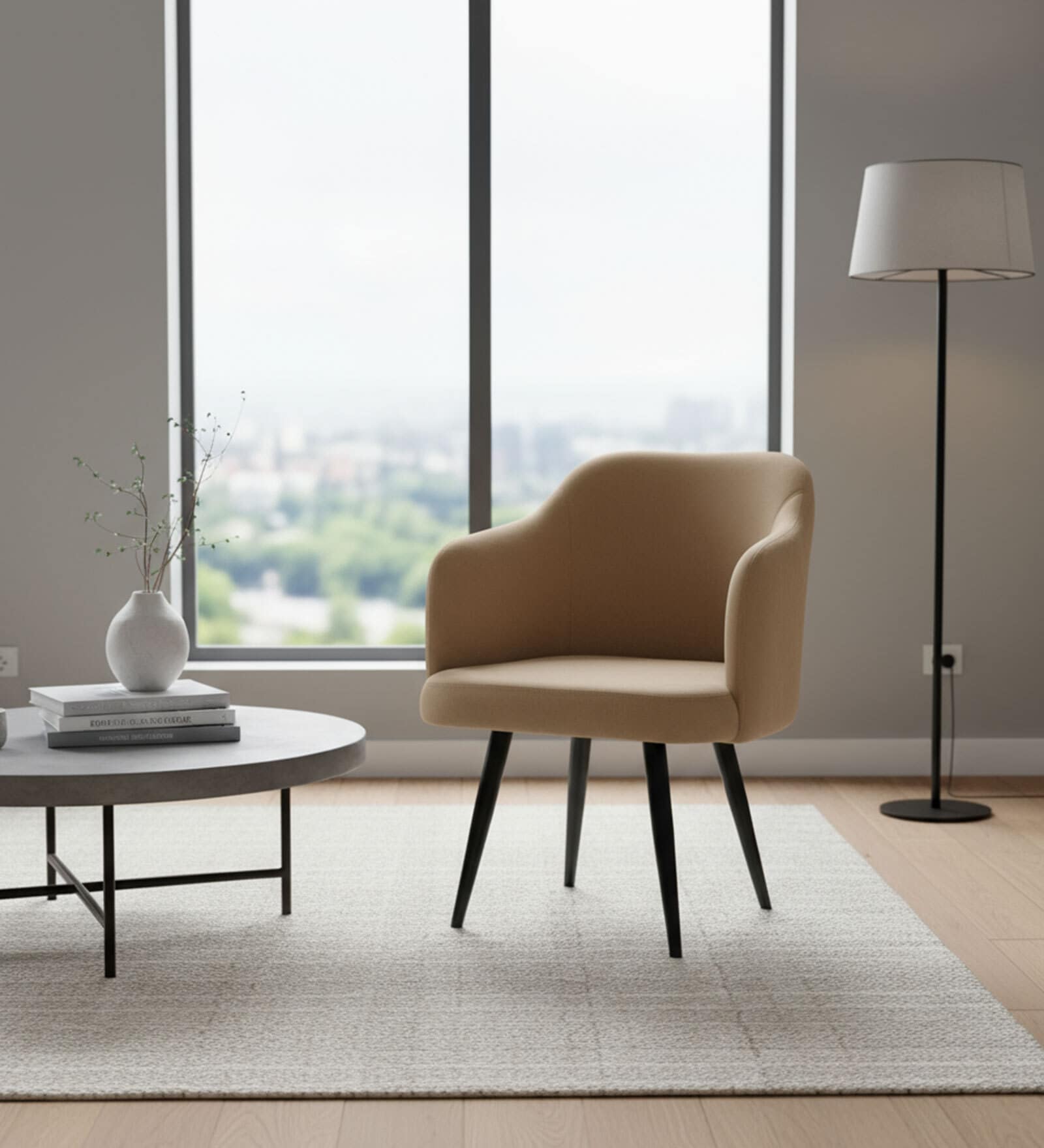 Savannah Bliss Suede Dining Chair In Tan Colour