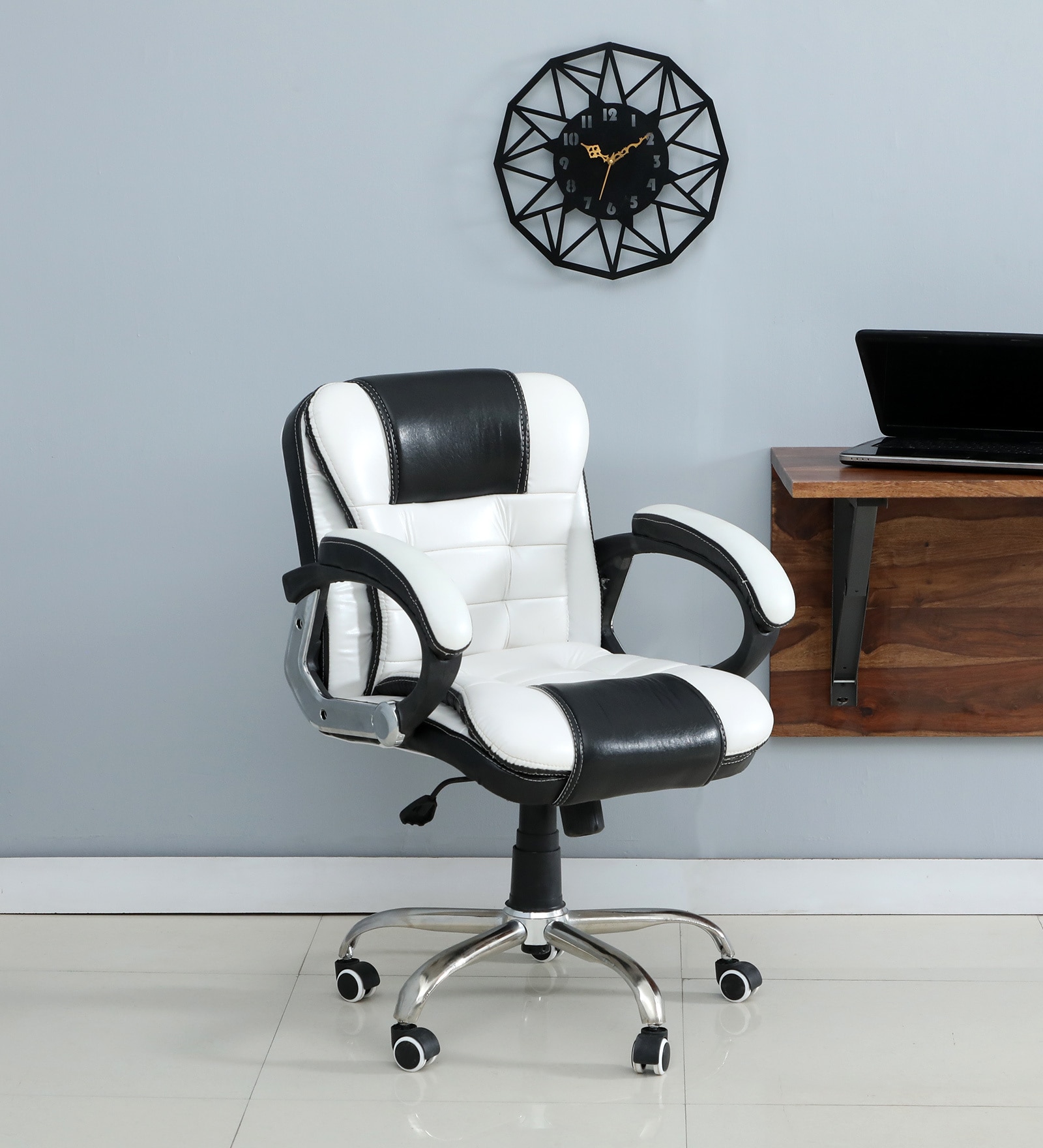 Sayl Leatherette Executive Chair In Black & white Colour