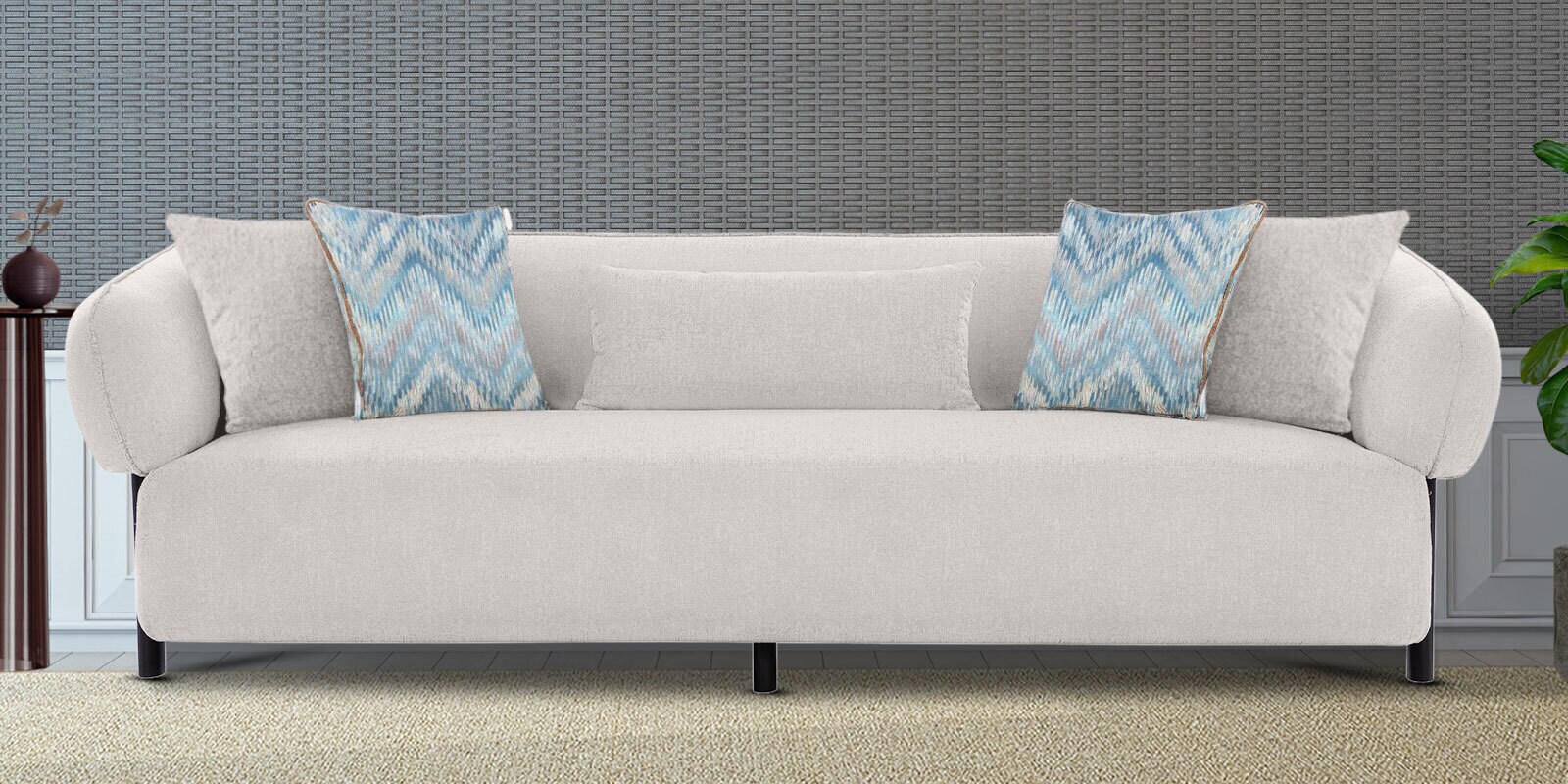 Salford Boucle Fabric 3 Seater Sofa in Snow White Colour