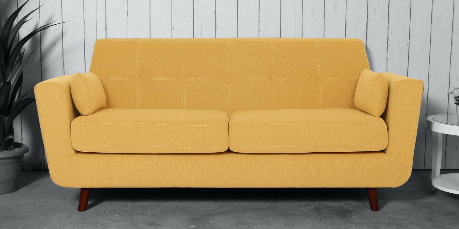 Santiago Fabric 3 Seater Sofa In Camel Yellow Colour
