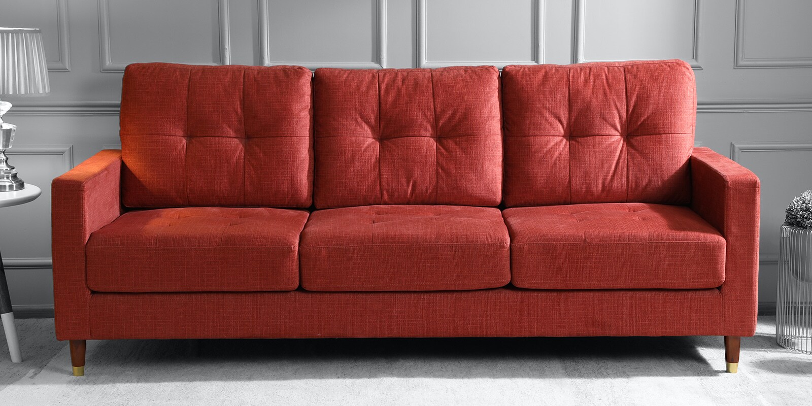 Sara 3 Seater Sofa in Orange Colour Sara 3 Seater Sofa in Orange Colour