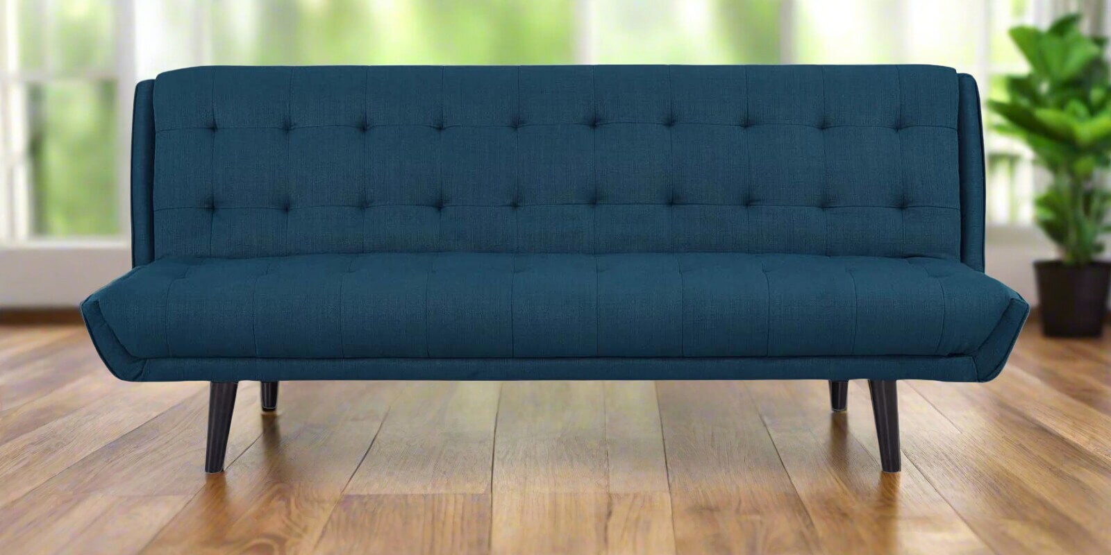 Saso Fabric Convertible Sofa Cum Bed In Light Blue Colour