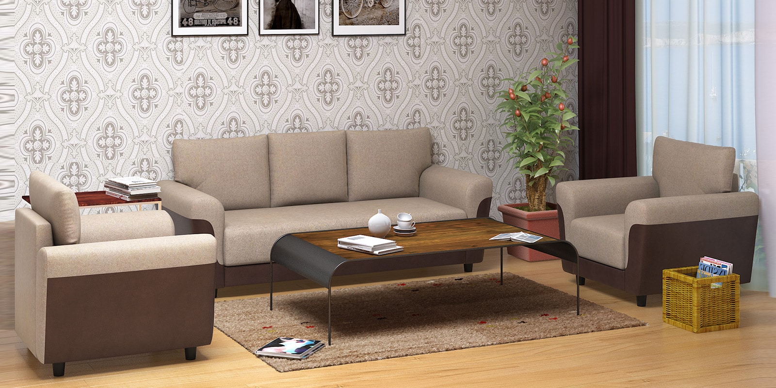 Saviour Sofa Set ( 3+1+1) in Brown Colour