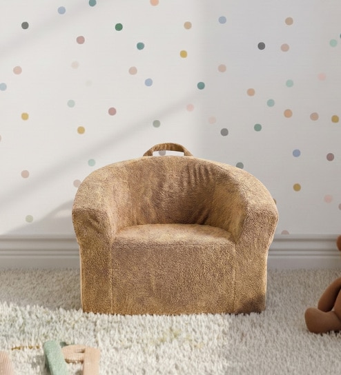 Sage Textured Organic Kids Lounge Chair In Brown Colour