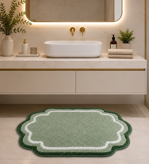 Sage Anti Skid Polyester Bathmat (45x65 cm)