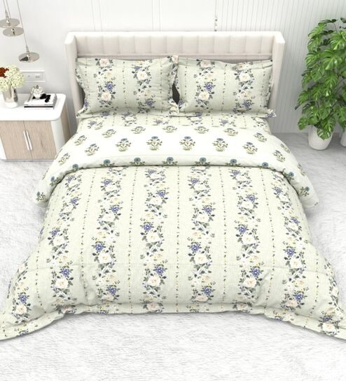 Sage Garden 4-Piece Combo Of Double Bed AC Comforter & Bedsheet Set