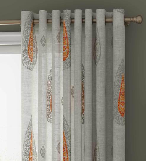 Buy Sahara Sheer 100 Cotton 7 Feet Door Curtain Set Of 2 By