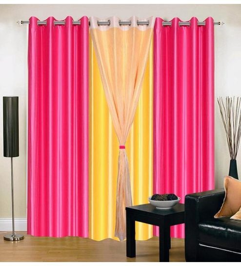 Buy Sai Arpan Stylish Stitched Eyelet Door Curtains Pink Yellow