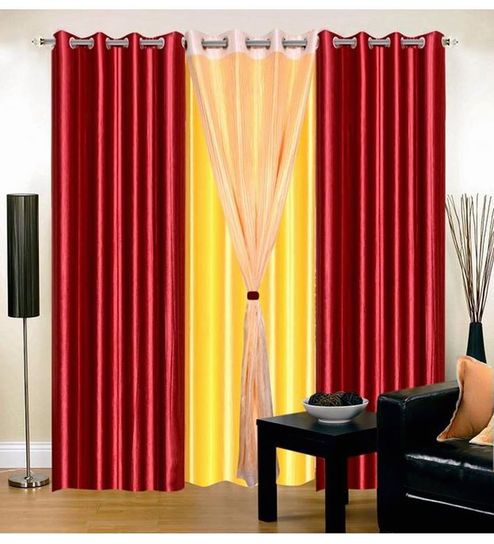 Buy Sai Arpan Stylish Stitched Eyelet Door Curtain Red Yellow