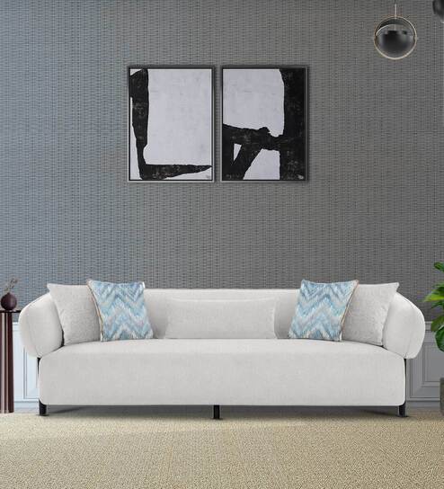 Salford Boucle Fabric 3 Seater Sofa in Snow White Colour