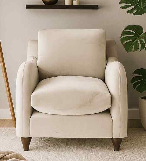 Sally Velvet 1 Seater Sofa in Camel Beige Color