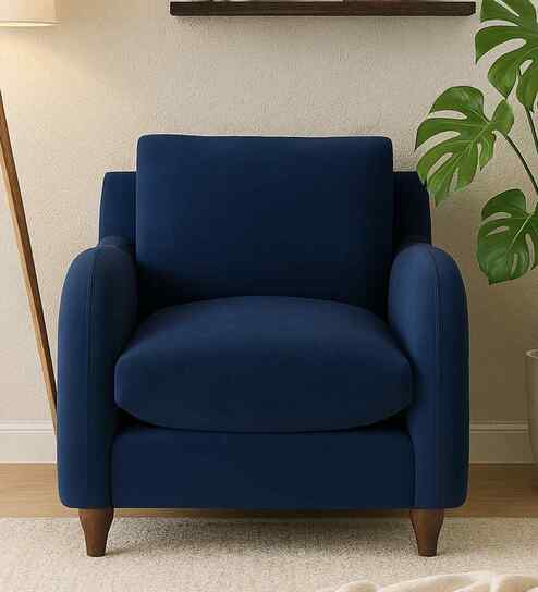 Sally Velvet 1 Seater Sofa in Imperial Blue Color