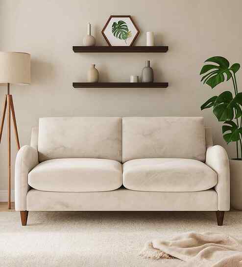 Sally Velvet 2 Seater Sofa in Camel Beige Color