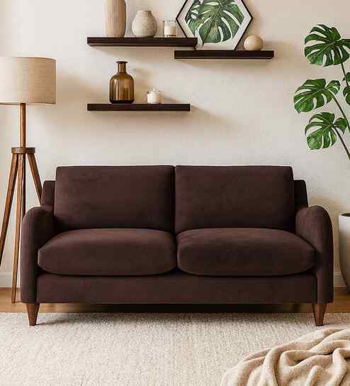 Sally Velvet 2 Seater Sofa in Mocha Brown Color