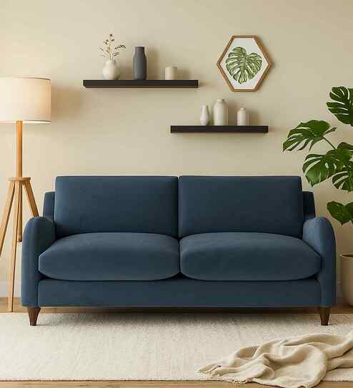Sally Velvet 2 Seater Sofa in Oxford Blue Color
