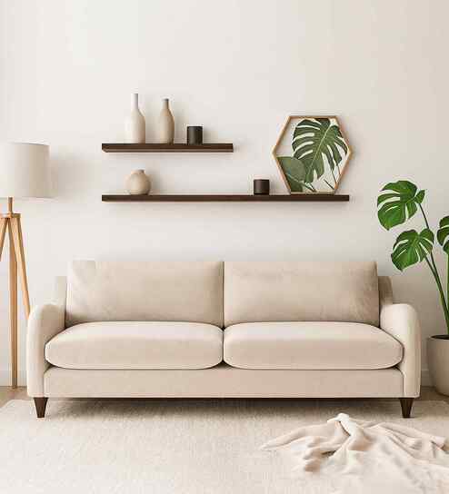Sally Velvet 3 Seater Sofa in Camel Beige Color