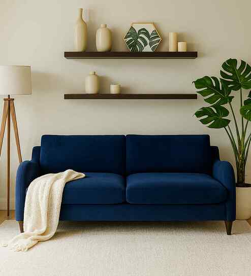 Sally Velvet 3 Seater Sofa in Imperial Blue Color