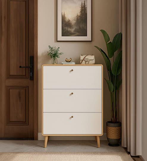 Sanctum 3 Door Drawer Wooden Shoe Organizer Cabinet