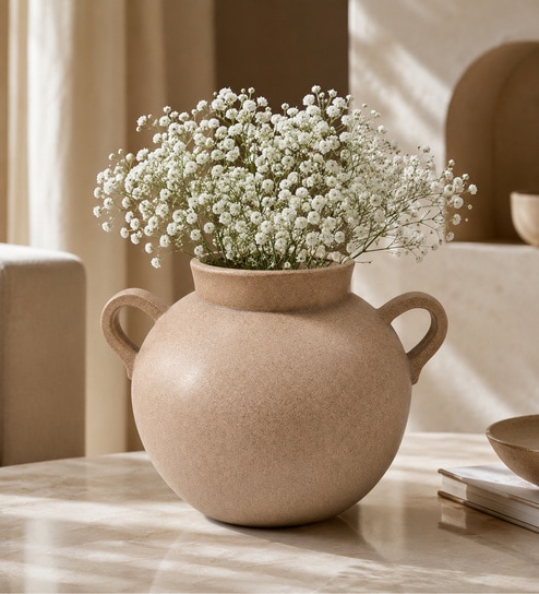ashnam Sand Finish Minimalist Dual-Handle Modern Decorative Tabletop Flower Vase-picture-35